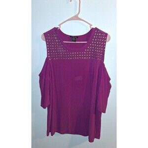 Robert Louis Pink Short Cold Shoulder Sleeve Blouse Sz 1X